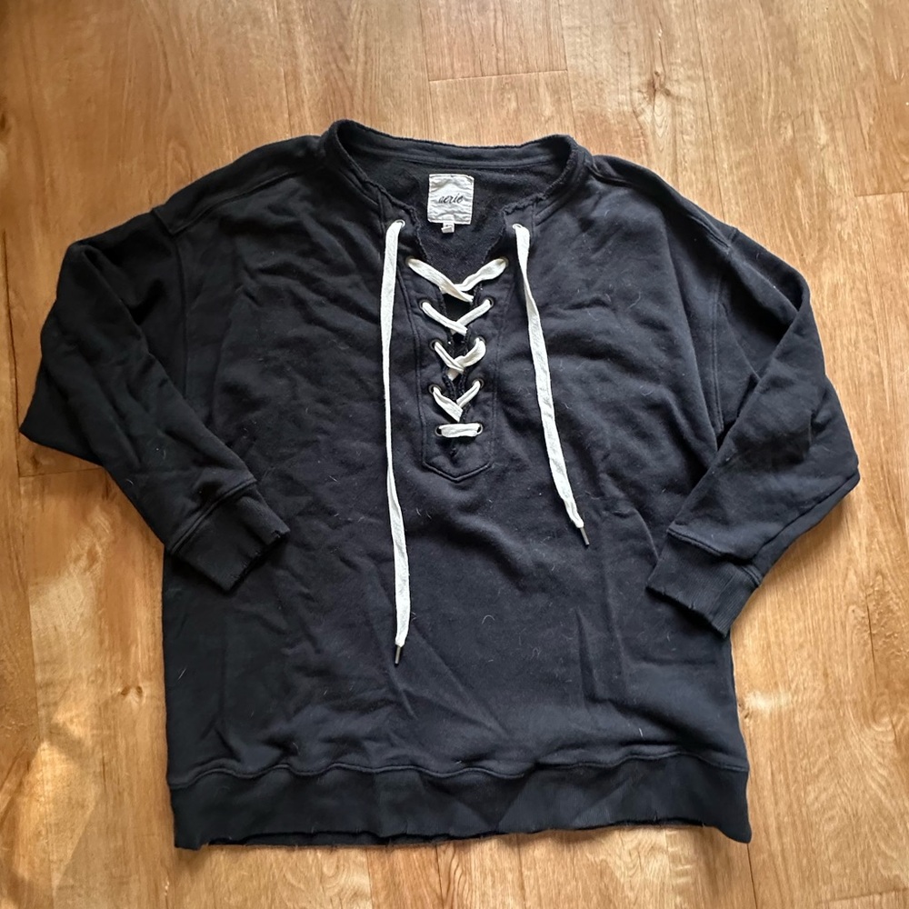 Aerie Black Lace-Up Top